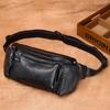Genuine Leather Men's Multi-Layer Waist, Chest, Shoulder, and Crossbody Cycling Bag