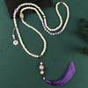 Women's Fashion Long Layering Beaded Fringe Necklace with Glass Stone Accents for Comfortable and Stylish Wear in Various Occasions