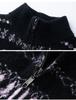 Women's Color Block Cashmere Sweater: Autumn/Winter Jacquard Loop Yarn Half-High Collar Zipper Cardigan