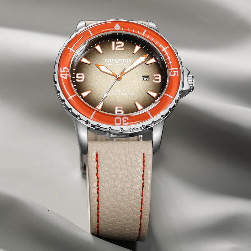 Men's Waterproof Luminous Quartz Watch Student Colored Dial Fashion Sports Calendar Watch