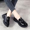Dam Loafers Plattform Chunky Lady Summer Casual svarta läderskor
