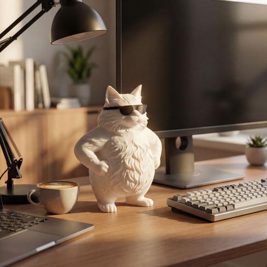 Lustige coole Katze Statue 3D gedruckte süße Katze in Sonnenbrille Figur skurrile Kätzchen Verzierung für Büroschreibtisch Dekoration Geschenke für Katzenliebhaber