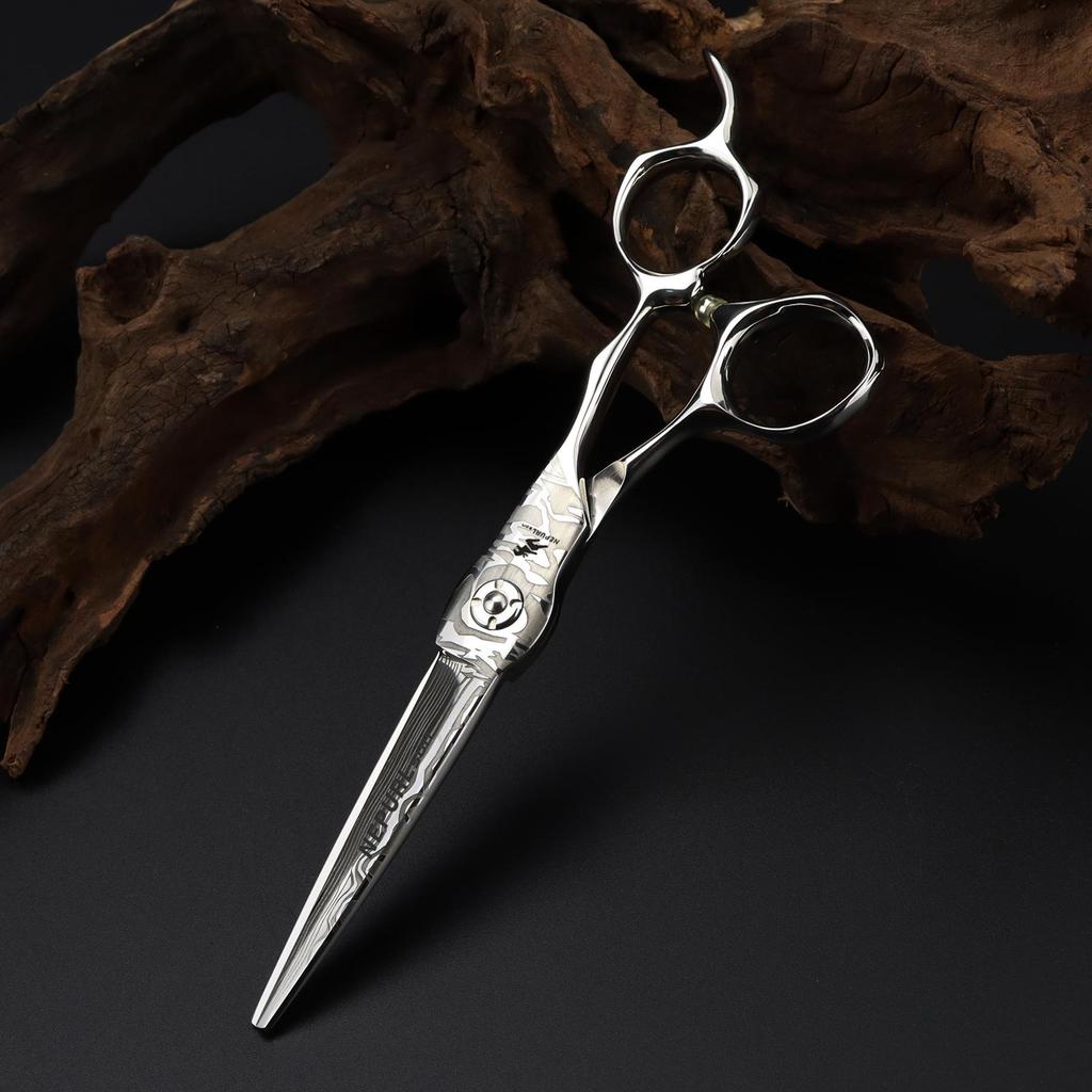 6.0" 440C Damascus Barber & Hairdressing Scissors - Straight Shears for Bangs