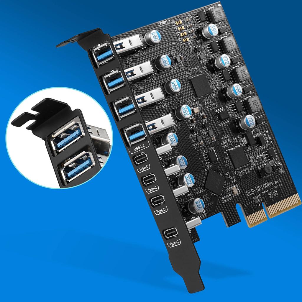 Scheda Di Espansione USB C PCIe 5 Porte - USB 3.2 Gen2 10Gbps Per PC Desktop | 3x USB C + 2 Interne - Foto 2