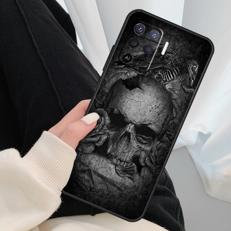 Crow Raven Dark Skull Case For OPPO A15 A16 A1K A54 A74 A94 A52 A72 A83 A91 A93 A53S A5 A9 A31 A53 2020 Cover