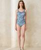 Bonide [Set] Heart Neck Monokini Shorts Set Flower Berry Purple