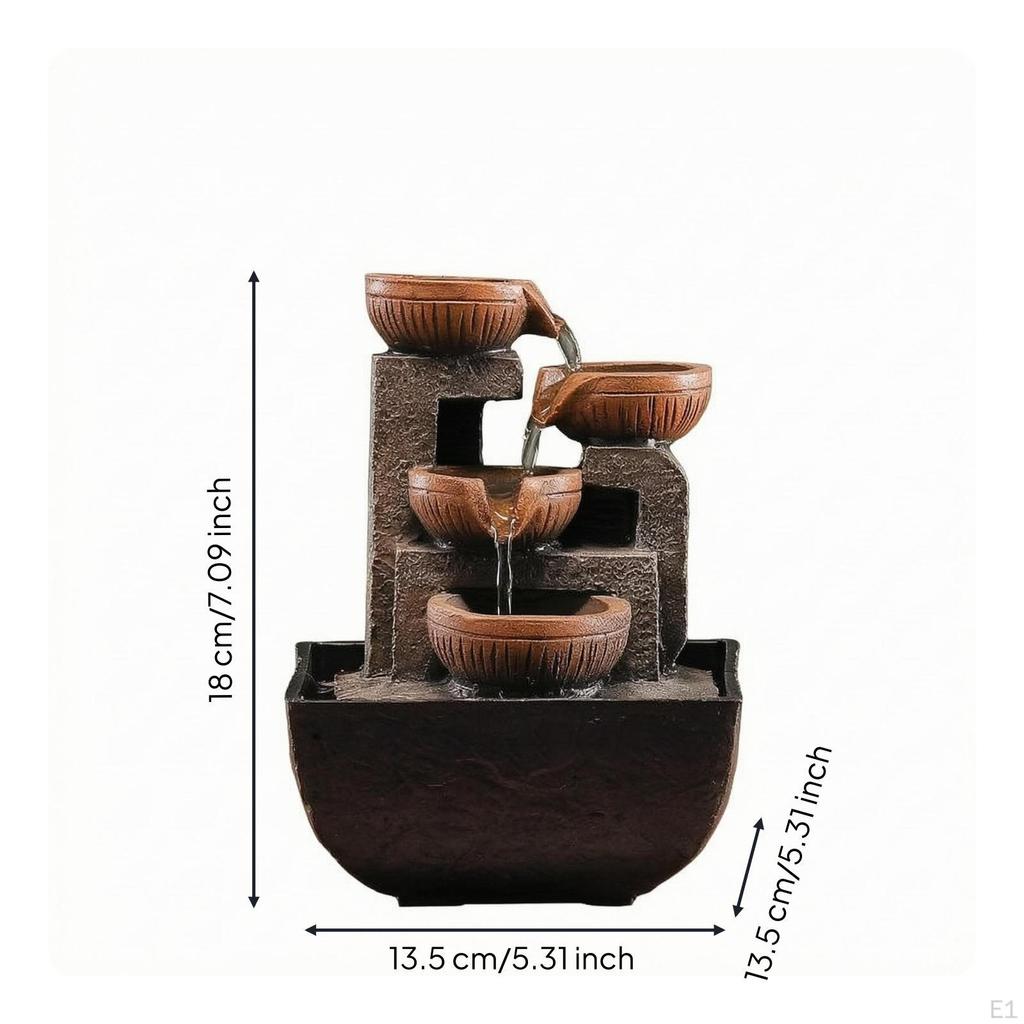 ChineseStyle Water Feature Ornament Cascading Tiered USB Powered Table Decor for Tea