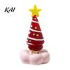 Handcrafted Holiday Table Decor Handmade Glass Christmas Tree Ornament with Star Top And Colorful Bead Details, Crystal Topper Desktop Rotating