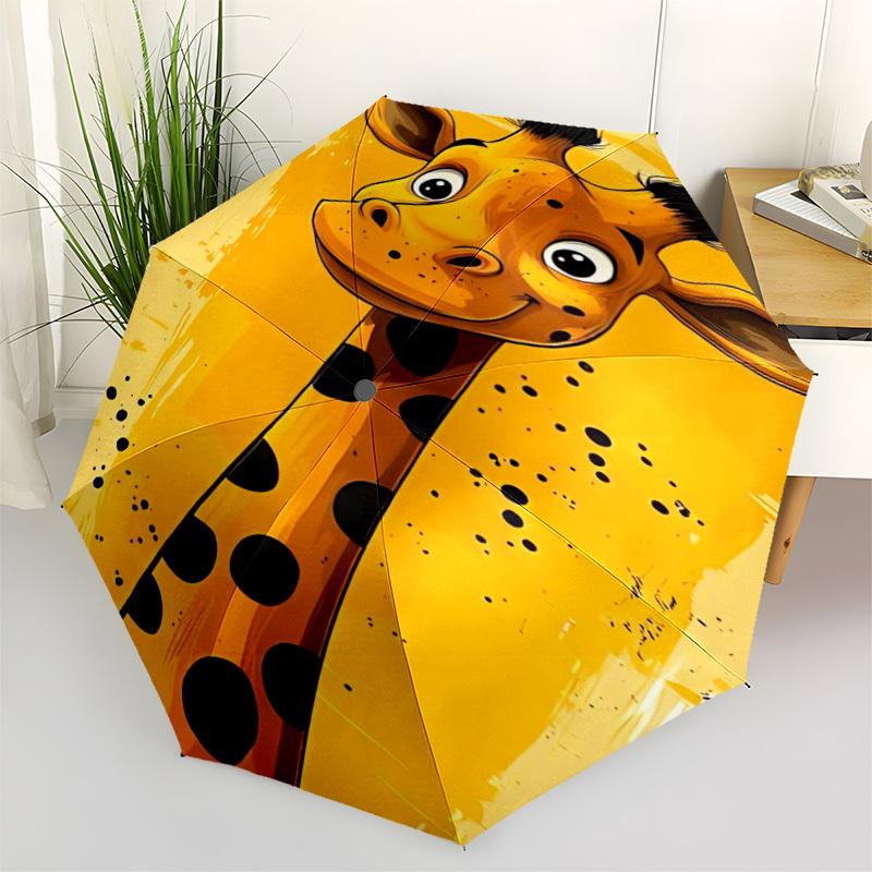 1pc Giraffe Artwork Automatic Open/Close Umbrella, Portable Folding Umbrella for Travel, Themed Events007