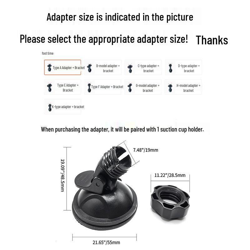 Universal 360° Rotating T-Shaped Dashcam Suction Cup Windshield Mount