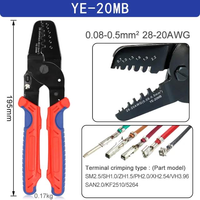 

YE-12MB/20MB Crimping Tool - Universal Terminal Plier for Molex/JST/DuPont SH1.0/XH2.54/VH3.96 (High-Strength, Precision-Cut)