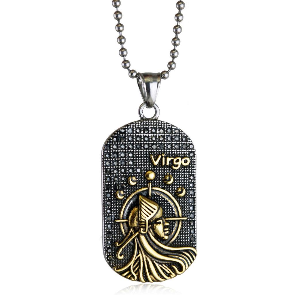 Hip Hop Mode Anhänger Punk Zwölf Sternzeichen Titanstahl Anhänger Halskette Trendy Retro Persönlichkeit Anhänger