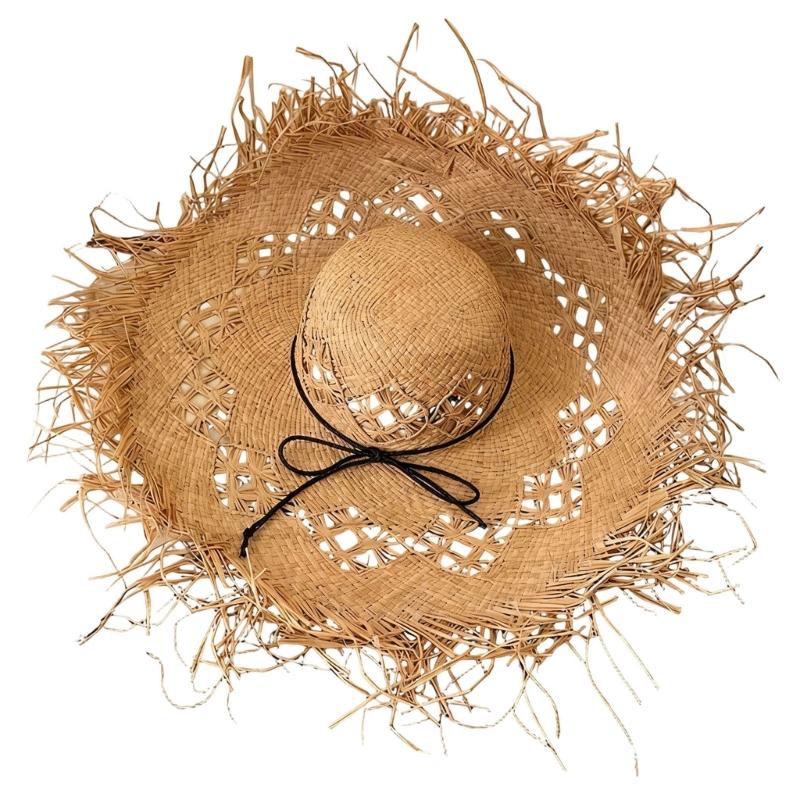 Стильная широкополая соломенная шляпа из натуральной рафии для улицы, дышащая, для защиты от солнца и модного образа