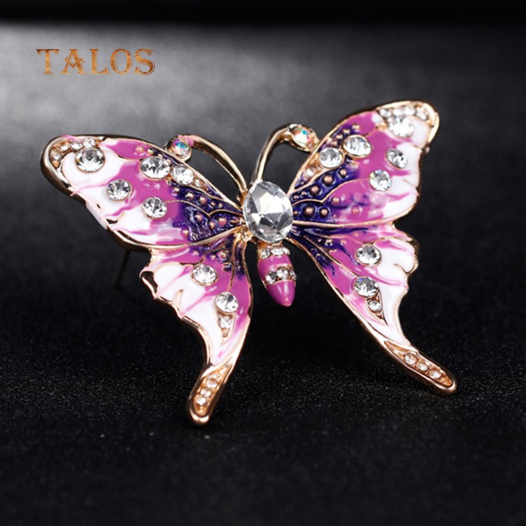 

Women Retro Butterfly Multicolor Enamel Shiny Rhinestone Brooch Pin Jewelry Gift