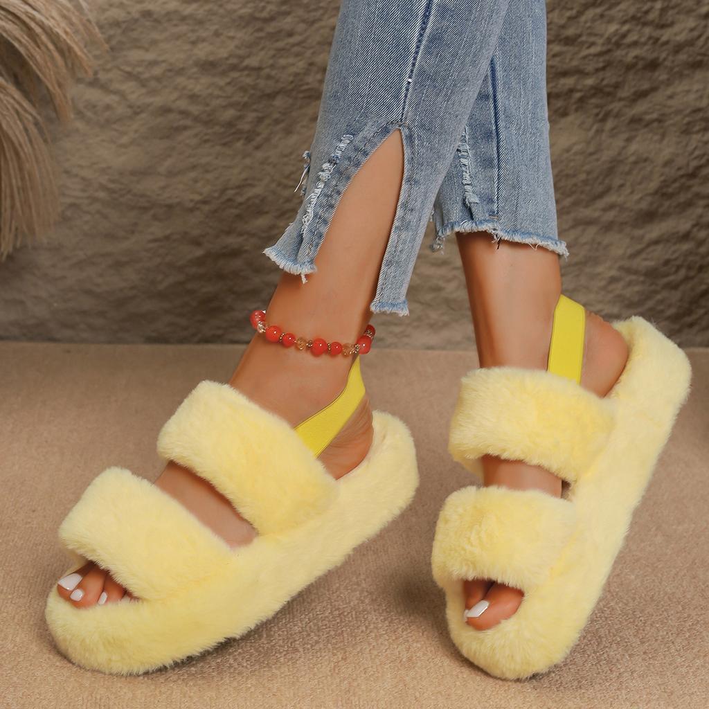 Fashion New 2025 Women Plush Slippers Home Wear Fashionable Shoes Women House Slides Women Korean Version Soft Bottom Double Slippers