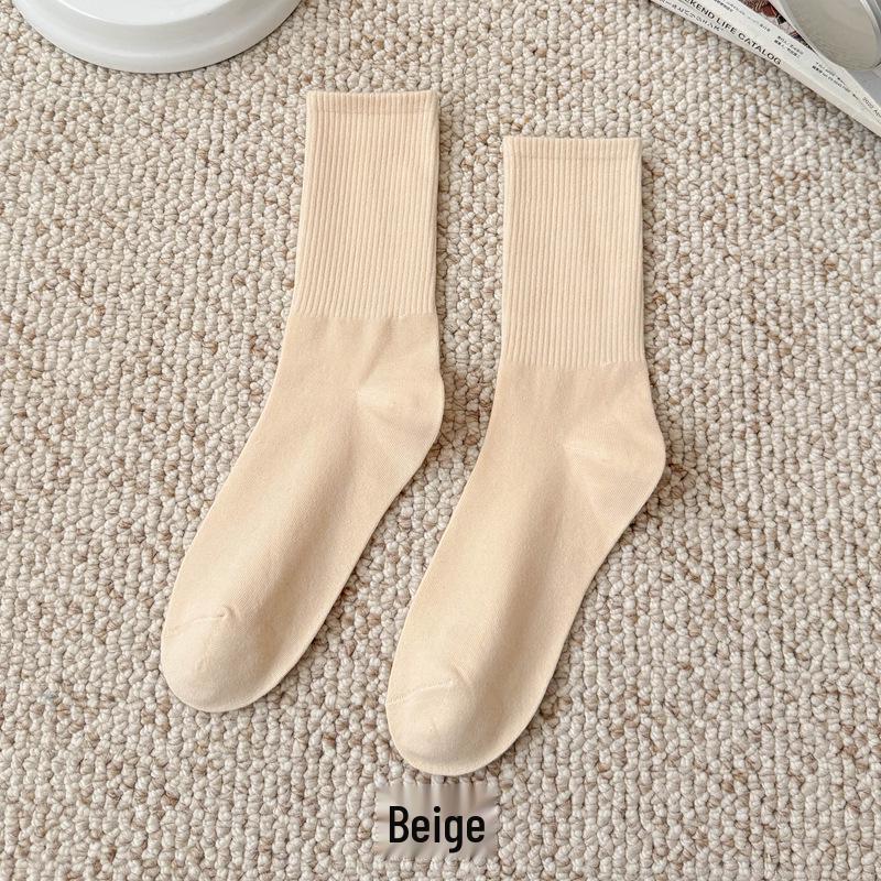 Bunte Damen Kniehohe Candy Color Scrunch Socken - Trendy, Ganzjährig, Mittelhoher Schaft, Einfache Tanz Baumwollsocken