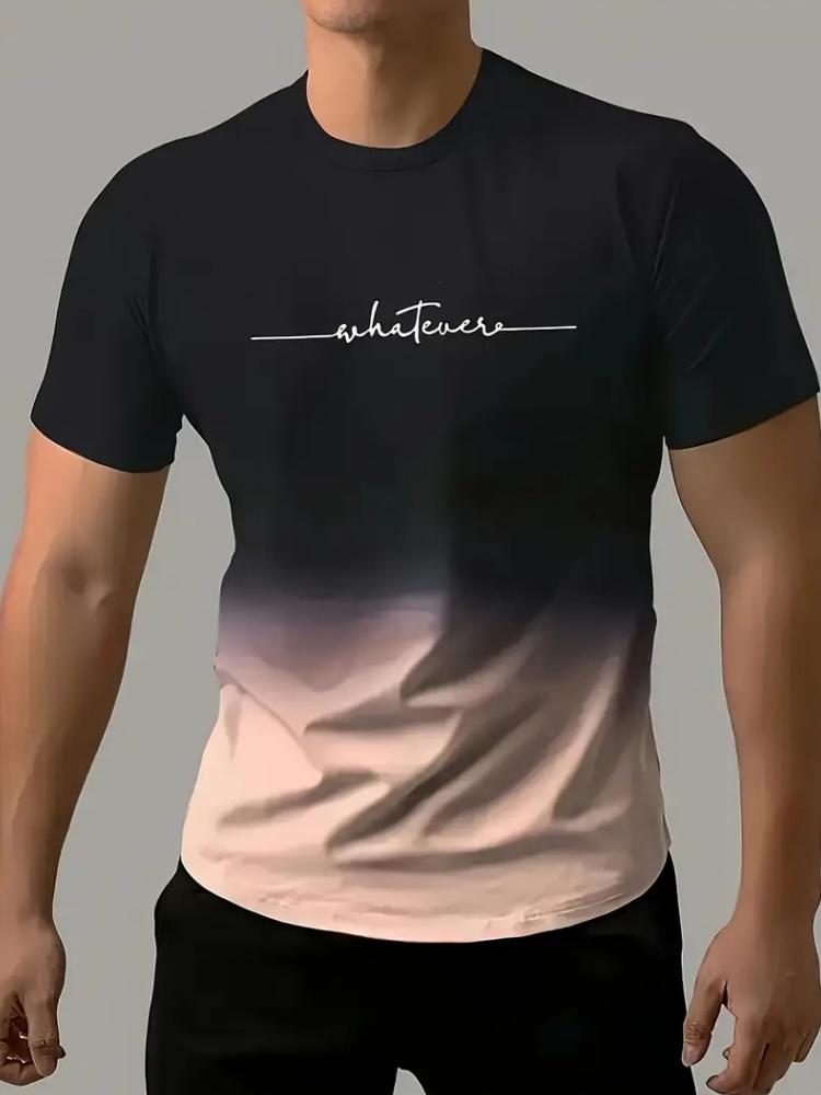 Simple Printed Men's Fashion Loose-fit T-shirt, Summer Outdoor Breathable Men's Top