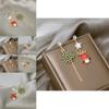 Christmas Snowflake Bell Long Earrings With Alloy Material For Holiday Party Wear