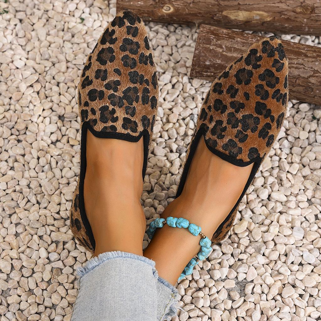 Women Pointed Toe Flats Shoes Flower Printing Comfortable Shallow Casual Loafers Ladies Breathable Non Slip Walking Shoe