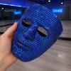 Jedinečný doplněk na Halloweenskou párty, Celotvářová maska s kamínky, Třpytivá maškarní maska pro zářivé focení, taneční vystoupení, Lehká