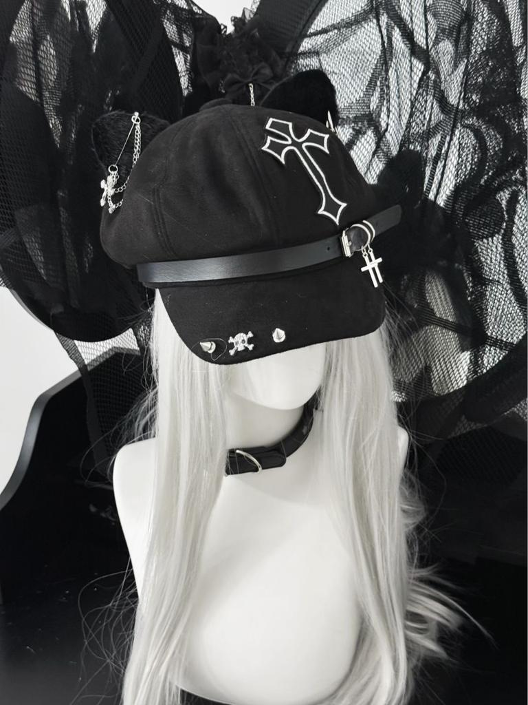 Women's Hat Y2K Caps Punk Goth Summer Woman Hat Women's Accessories Y2K 2000S Clothes Japanese Style Berets for Women 2025 New
