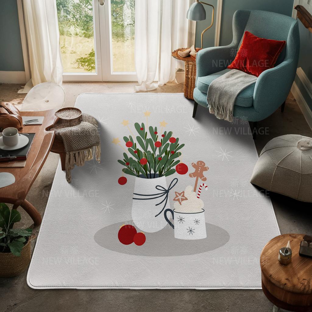 House Entrance Carpet Home Door Mat Living Room Bath Foot Bathroom Non-slip Water Absorption Rugs Bath Merry Christmas Winter
