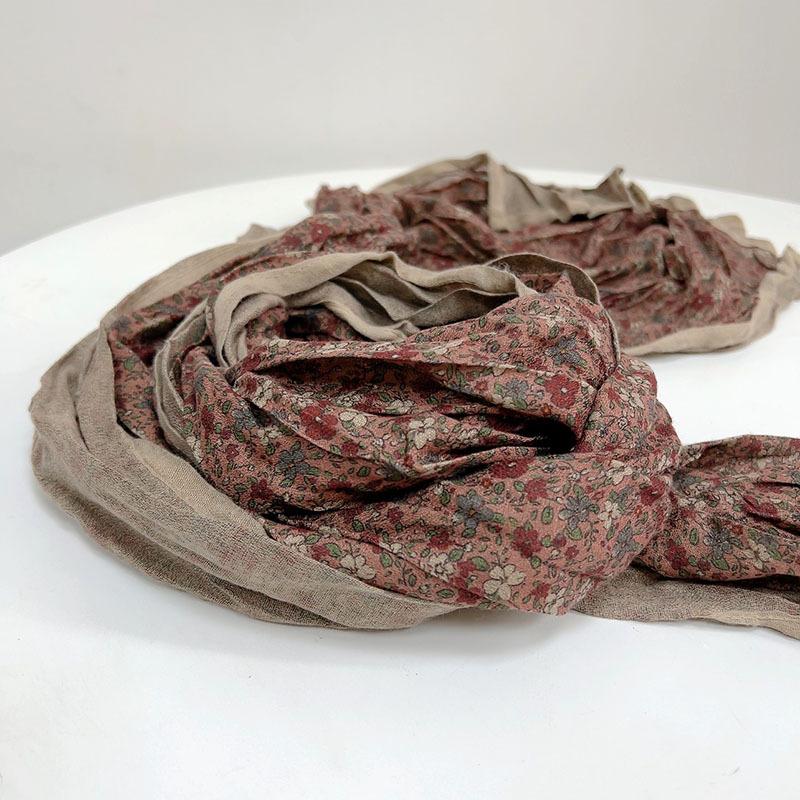 Korean Cotton Retro Scarf  Spring And Autumn New Floral Scarf Fashion Female Thin Breathable Shawl