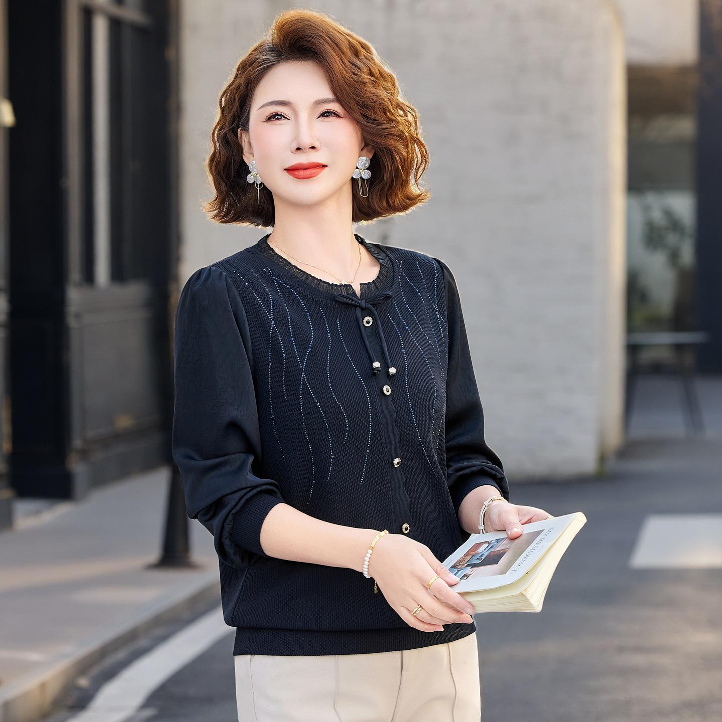 2026 Women s Fashionable Long Sleeve Top for Middle-aged and Elderly Women 3XL (suggested 125-140 jin)