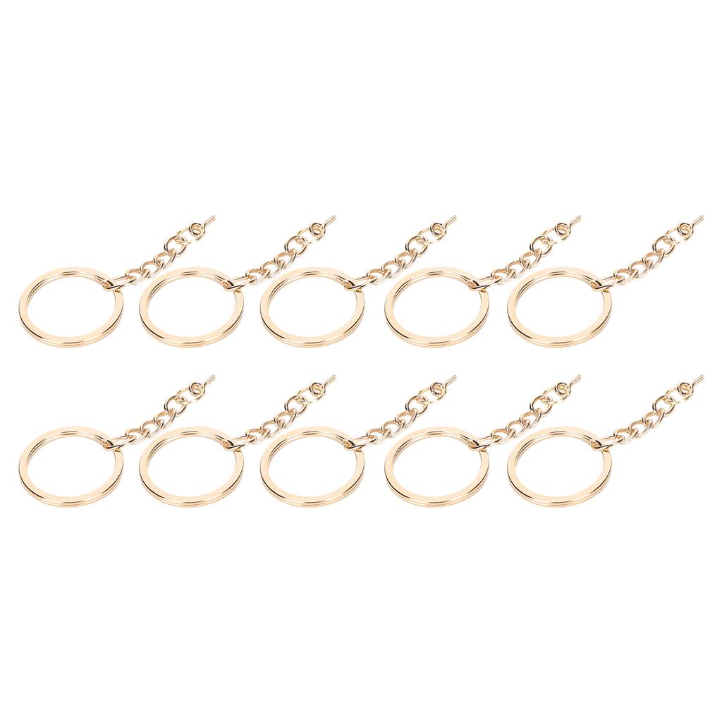 10pcs DIY Key Ring with Chain Portable Metal Key Chain Eye Screw Jewelry Pendant AccessoryGold 28mm