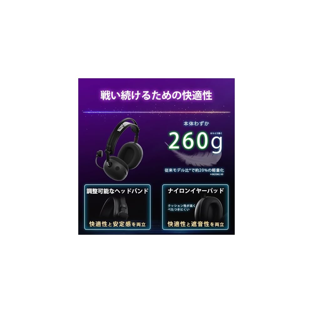 Sony INZONE H9 II Gaming Headset (Black): WH-G910N (ALGS Official Headset): Developed In Collaboration with Fnatic. Wireless/Bluetooth/Noise Cancellin