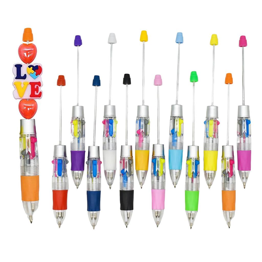 Lopenle 4 Ballpoint Office Stationery for Wedding and Diaries 12-Piece Set, Colors, Pens, Beads, DIY, 0.5mm, Sparkling, Stylish, Retractable, Set,