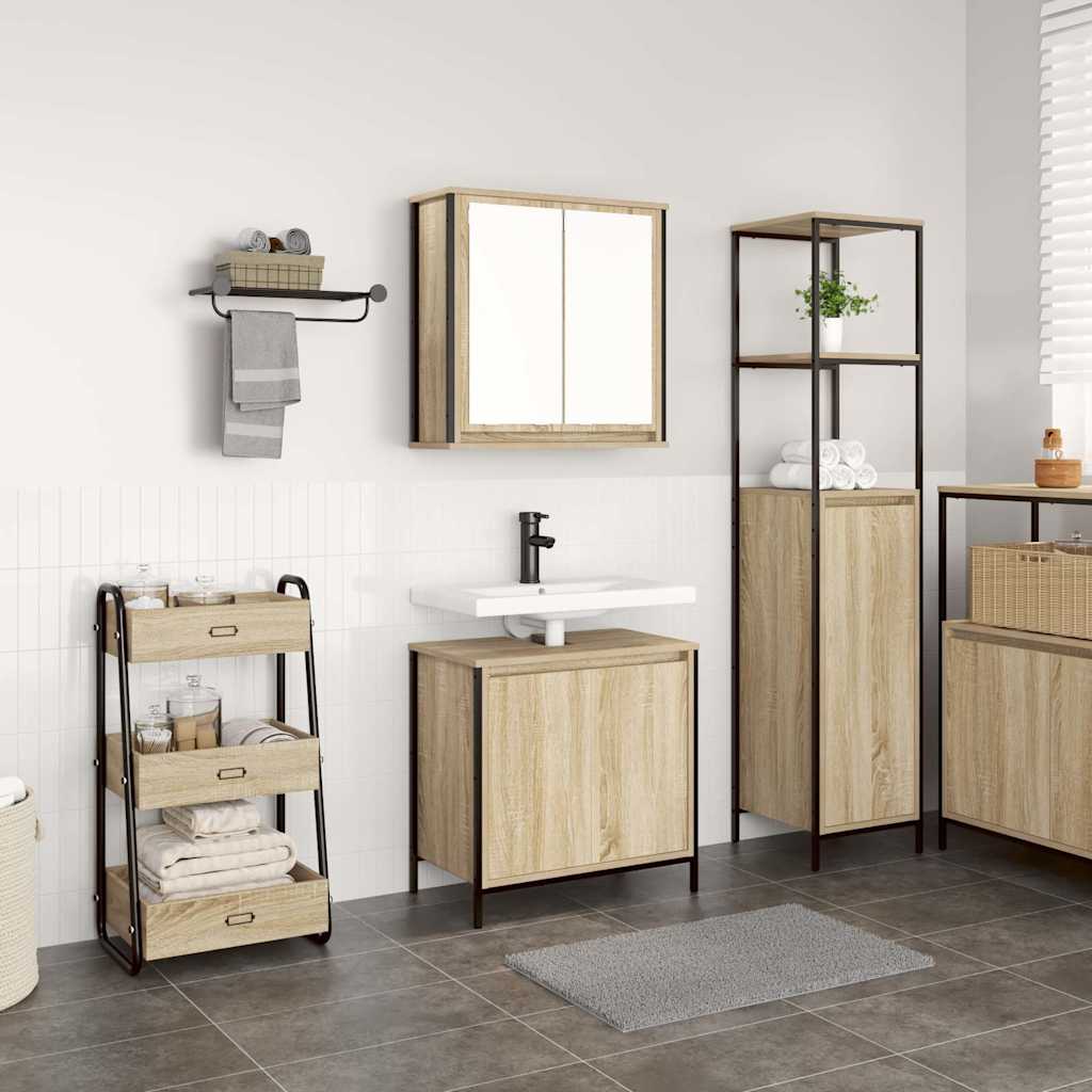 2 Piece Bathroom Furniture Set In Sonoma Oak Wood Composite