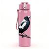 1PC Black Magpie Bird Illustration 750ml Color Plastic Sports Water Bottle Leakproof Flip Straw Lid Suitable for Sports Office Home Use