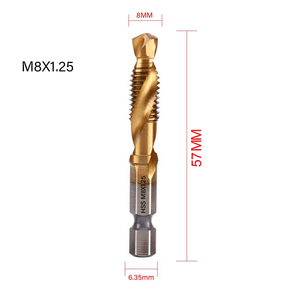 1/6Pcs Tap Drill Bit Set Hex Shank Titanium Plated HSS Screw Thread Bit Screw Machine Compound Tap M3 M4 M5 M6 M8 M10 Hand Tools