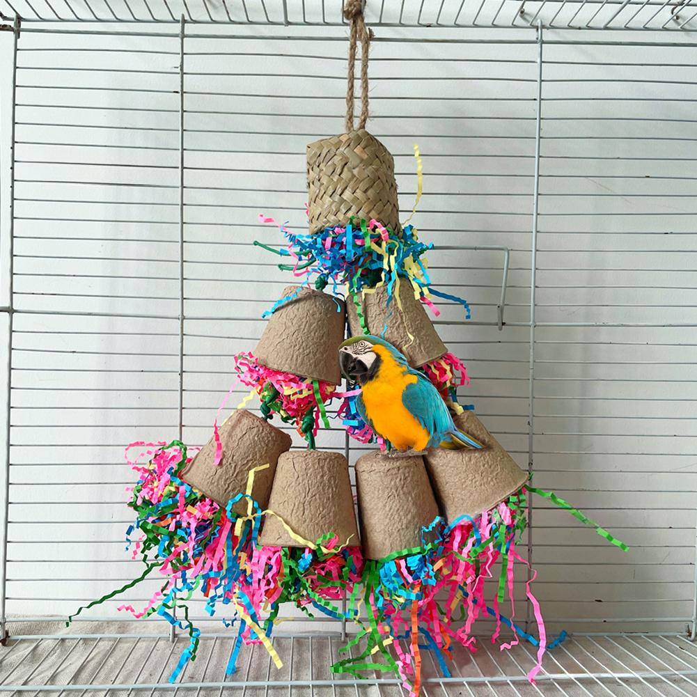 Parrot Toys For Large Birds, Multicolored Rattan Corn Husk Toys Bird Chewing Toy Parrot Cage Bite Toy For African Grey PARROTS