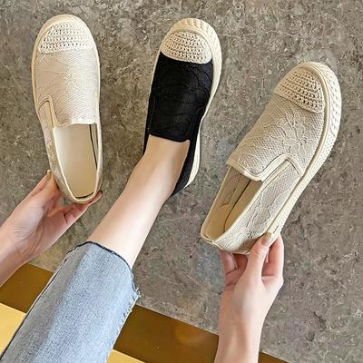 Women's Fisherman Shoes Autumn Comfortable Round Head Flat Bottom Colorblocking One Foot Stirrups Lazy Casual Single Shoes