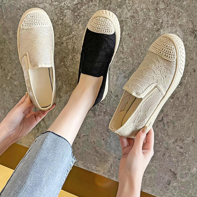 Korean version of the wind fisherman shoes women's 2025 spring and summer new one-pedal flat-soled single shoes mesh casual women's shoes foreign tr