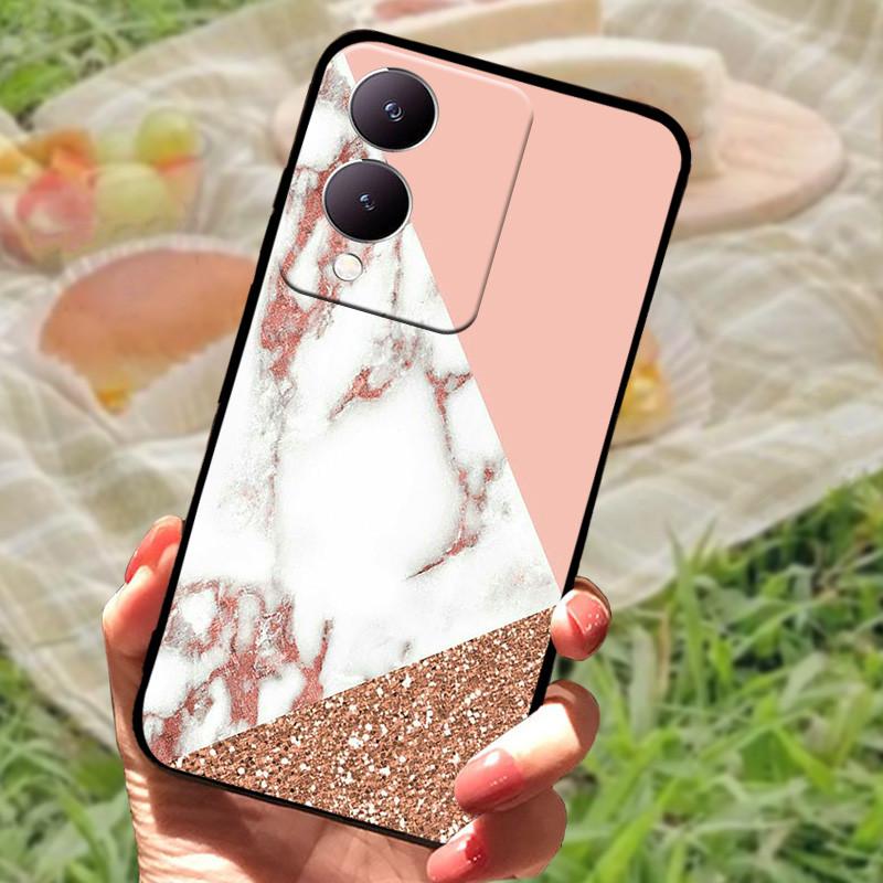 Für Vivo Y17s Hülle Mode Cartoon Schwarz Silikon Weiche Rückseite Hülle Für Vivo Y17s Handyhülle Cover 6,56" Y 17 s Funda Coque