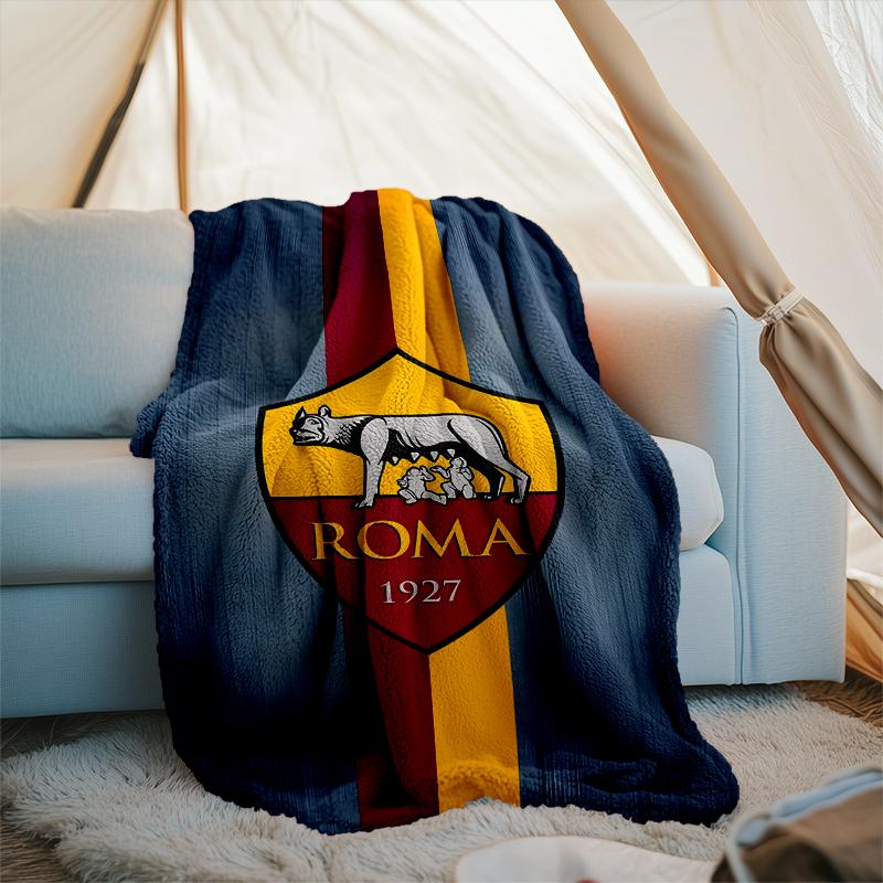 1pz Coperta Morbida in Flanella Stampata AS Roma1 Calcio per Camera da Letto Adulti Soggiorno Divano Campeggio Viaggio Regali per Fan Regali di Natale