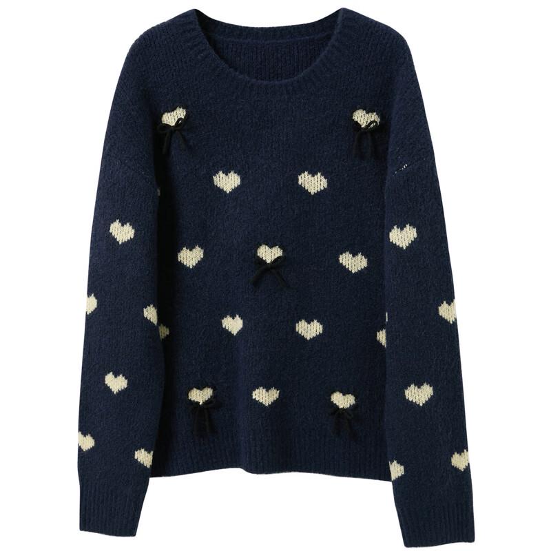 2025 Winter Butterfly Heart Jacquard Loose Knit Pullover
