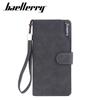 Baellerry Men's Fashion Long Wallet Matte Cell Phone Bag Clutch Bag with Wrist Strap Multi-card Slot Card Holder Zipper Coin Purse Vintage Billfold
