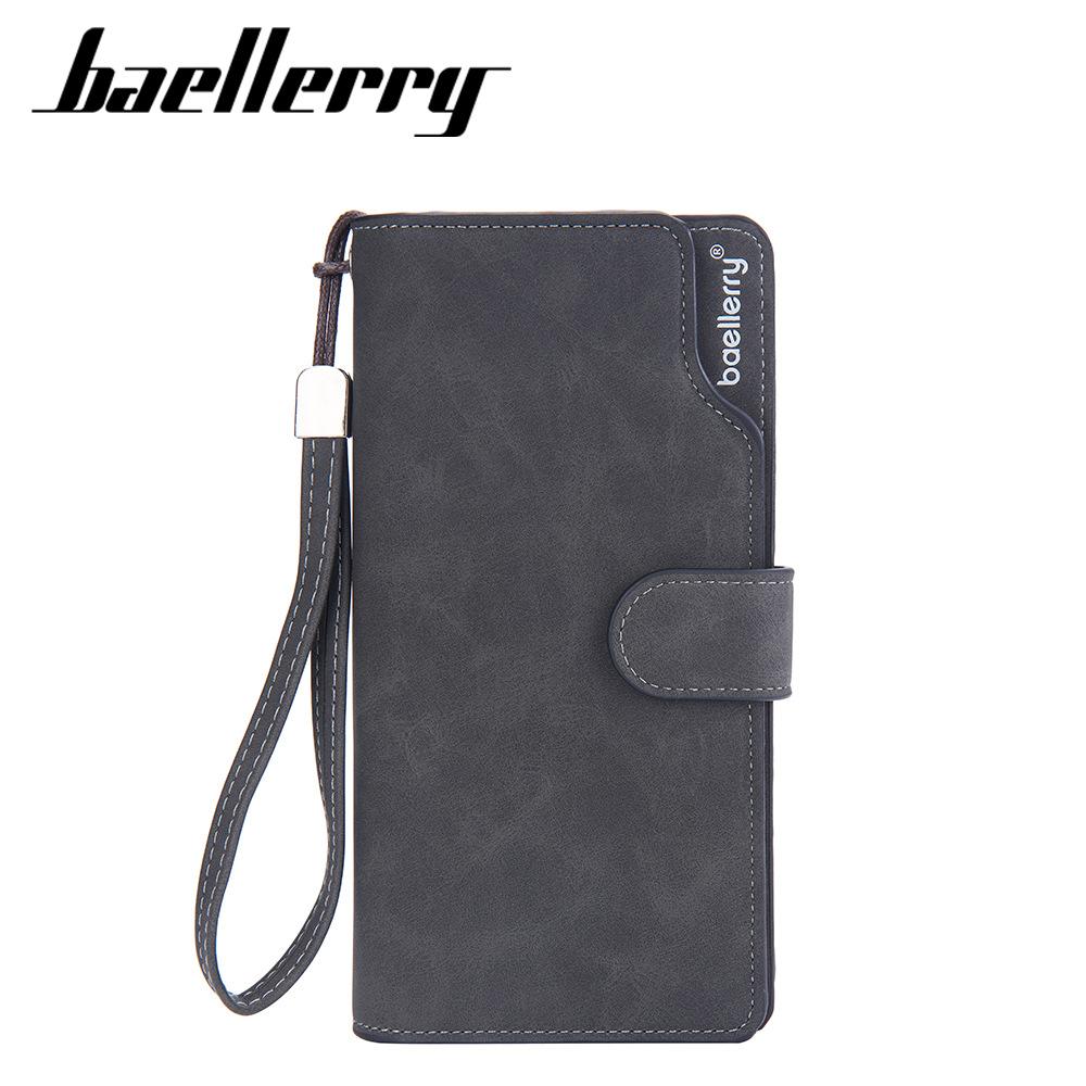 Baellerry Men's Fashion Long Wallet Matte Cell Phone Bag Clutch Bag with Wrist Strap Multi-card Slot Card Holder Zipper Coin Purse Vintage Billfold
