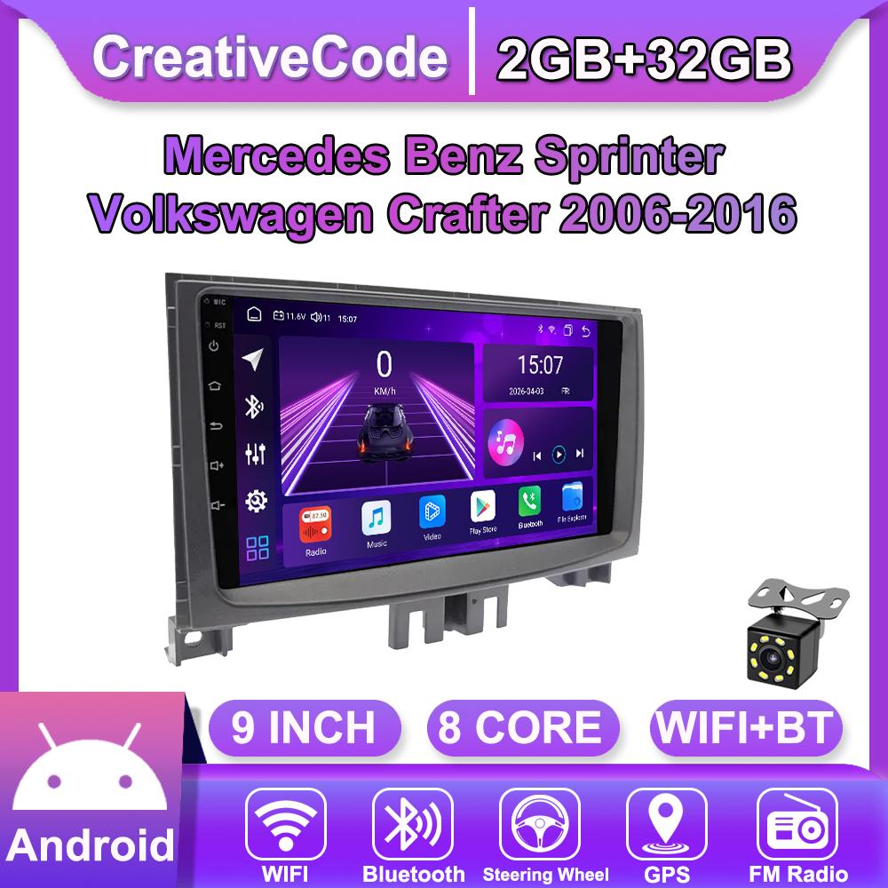

Android Car-Play Car Radio For Mercedes Benz Sprinter Volkswagen 2006-2016 Multimedia Player Head Unit Stereo GPS Navigation BT WIFI,8 CORE ,2+32GB чёрный