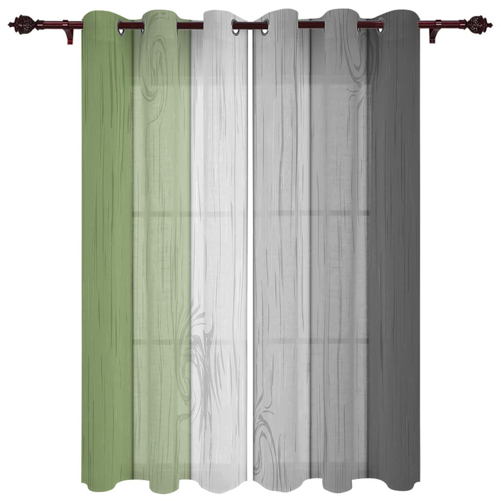 Window Curtains for Living Room Retro Yellow Gray Gradient Wood Grain Curtains for Child Bedroom Kitchen Decor Blinds Drapes