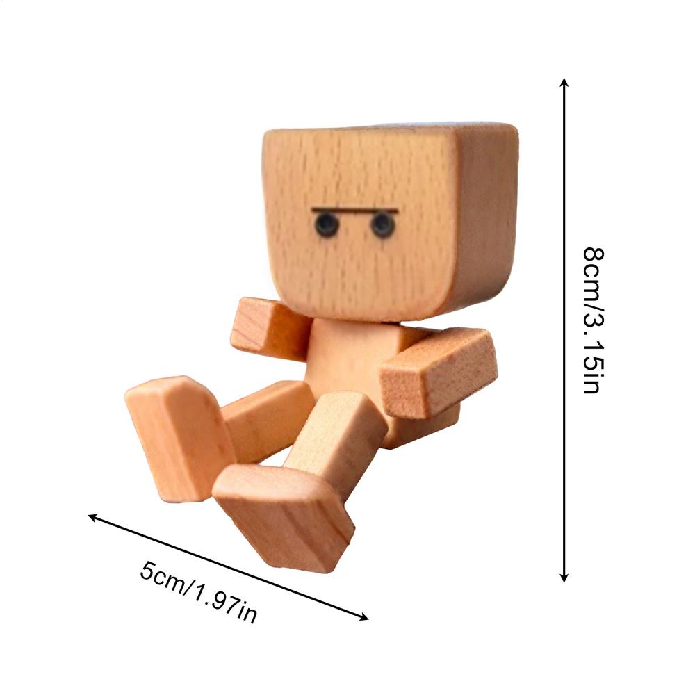 Shaking Wooden Man Figurine Handmade Shaking Doll Car Dashboard Decor Statue for Automotive Console Scooters Sedans Pickups