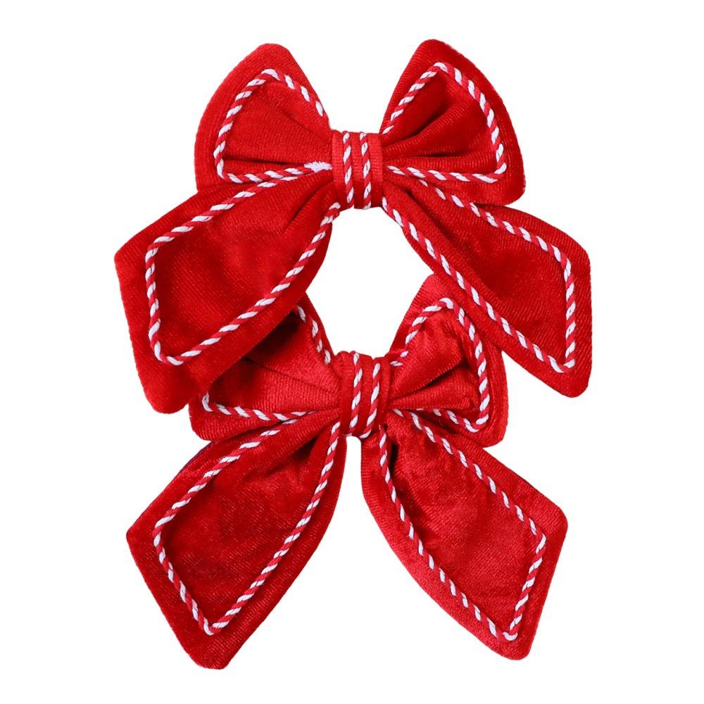 1/2PCS Red Christmas Decorative Bowknot DIY Accessories Big Size Xmas Tree Hanging Bowknot Showwindow Ornament Flannel