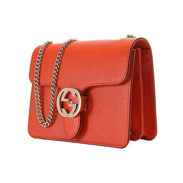 Gucci Silver Logo Double G Chain Messenger Bag Women Shoulder Bag Orange 510304-CAO0G-7527