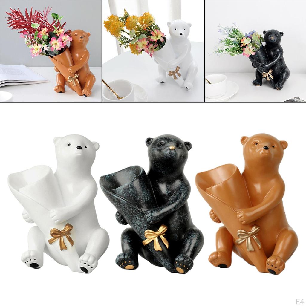 Bear Vase Hand Painted Ornament Art Centerpiece for Home Decor Desktop Wedding