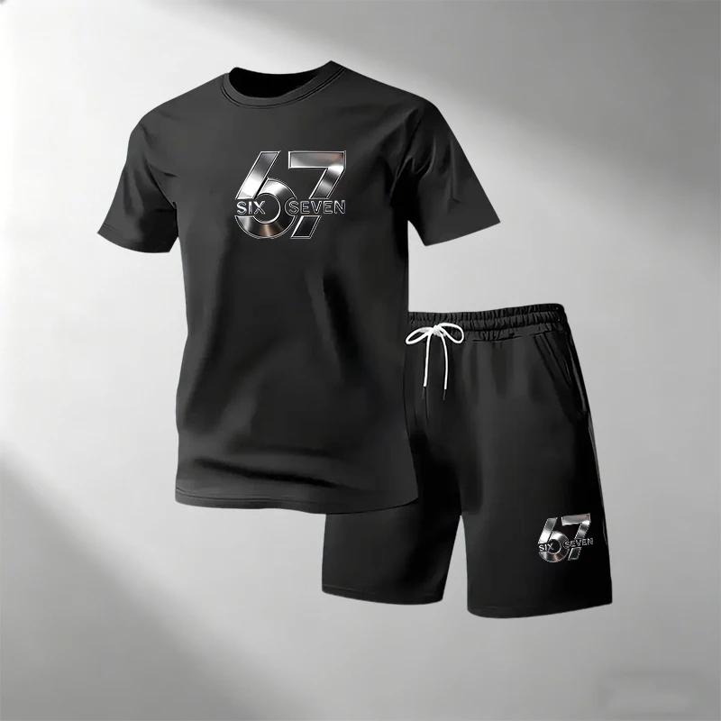 Hot Sale Men's 2 Piece T-Shirts Sets O-Neck Short Sleeve + Sports Shorts Breathable Quick Dry Casual Gym Home Outdoor Summer