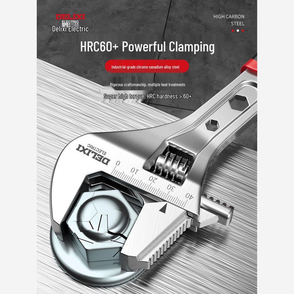 Delixi Universal Multifunctional Adjustable Wrench with Large Opening